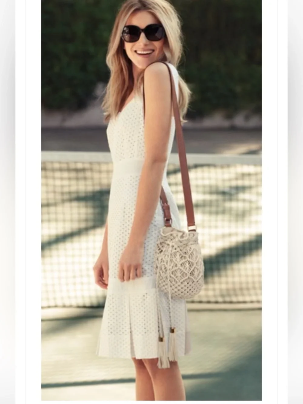 Tory Burch Berdine dress in cream cotton eyelet. Size 6. #soft girl #feminine
